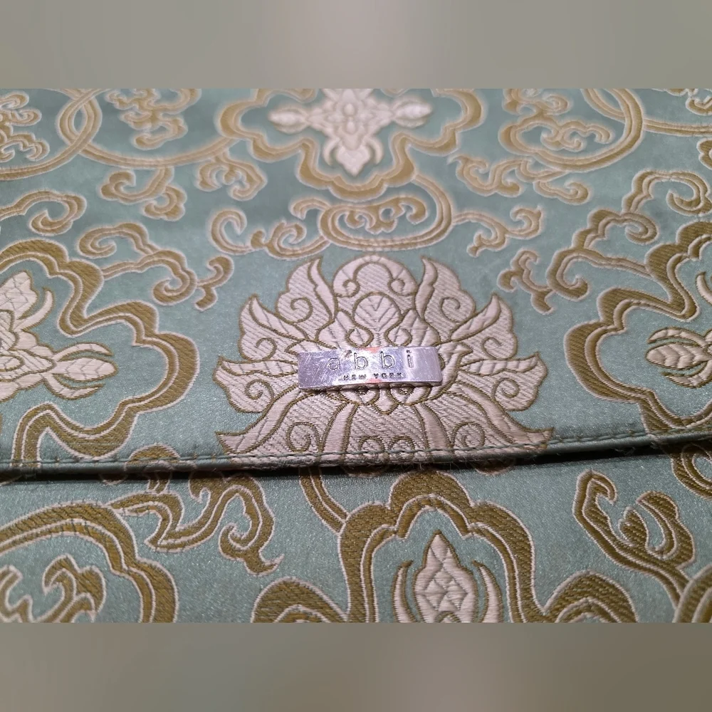 Abbi New York Jade Green Satin Laptop Messenger Bag Asian Vintage Bohemian